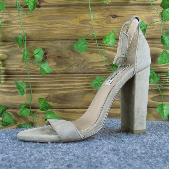 Steve Madden Women Carrson Open Toe Beige Leather Pump 6 Medium Gently Used 2025 - Picture 1 of 7